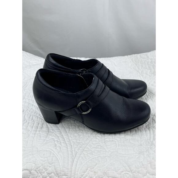 Clarks Bendables Women's Size 9.5M Black Slip On Leather Heels Comfort - Picture 8 of 11